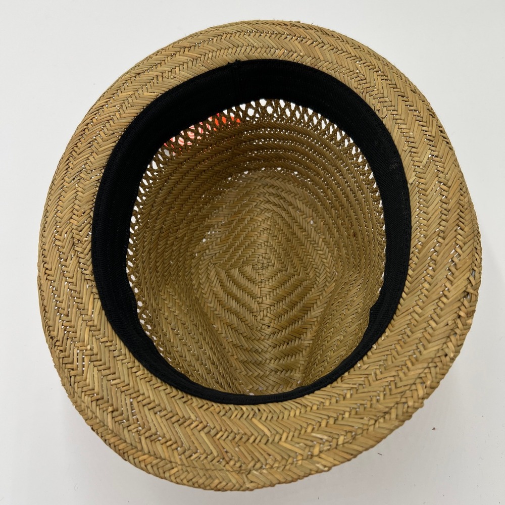 HYP New York Straw Fedora Hat Natural Tan Red Surf Skate Ride Band New - Picture 6 of 9